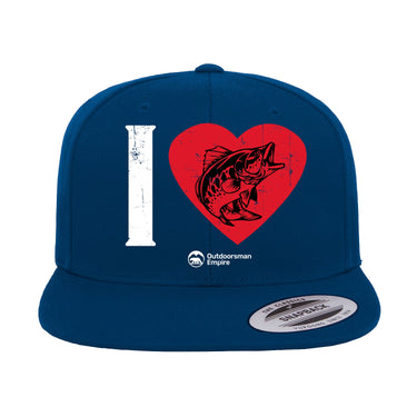 I Love Fishing Embroidered Flat Bill Cap